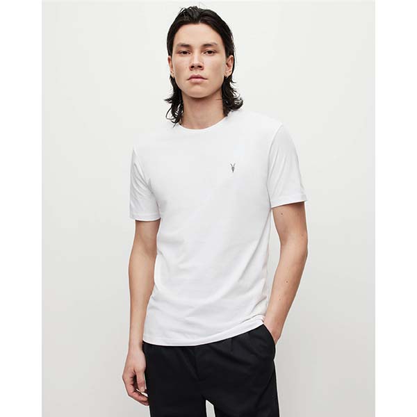 Allsaints Australia Mens Brace Brushed Cotton 3 Pack T-Shirt White/Grey/Blue AU75-543